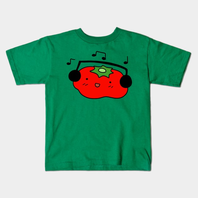 Tomato with Headphones Kids T-Shirt by saradaboru